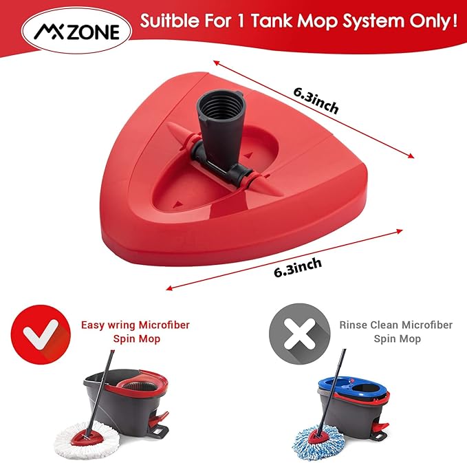 Spin Mop Replacement Base Head Compatible with O Cedar Rotating Triangle Spinning Mop Replace Cover Plastic Base Case Disc Accessories Part, 1 Pack, Not Fit RinseClean