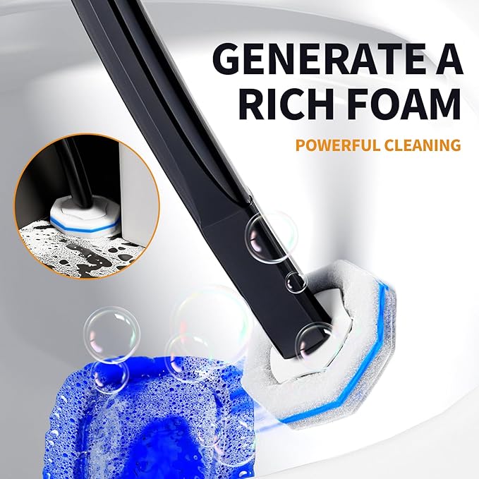 Disposable Toilet Brush - Toilet Bowl Cleaner, Toilet Cleaning Supplies, Toilet Brush with Holder, Toilet Bowl Cleaner Wands，40 Refills for Toilet Cleaning and Hygienic Bathroom Maintenance