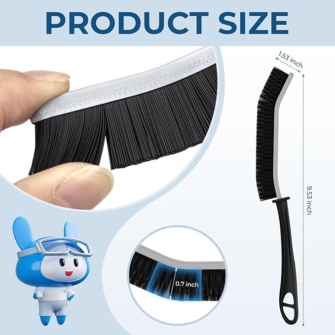 Crevice Cleaning Brushes, Scrub Brush for Hard to Reach Small Space, Home Essentials, Cleaning Supplies, Cleaning Tools for Household Use, Bathroom, Shower, Kitchen, Window, Toilet (2, Black)