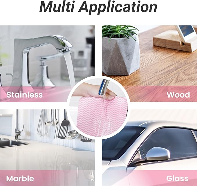 Reusable Cleaning Cloths Dish Paper Towels, Domestic Cleaning Towels, Multipurpose Quick-Dry Rag Dish Cloths Heavy Duty Handy Wipes for Kitchen 25 Count 14.2"X15.7", Pink