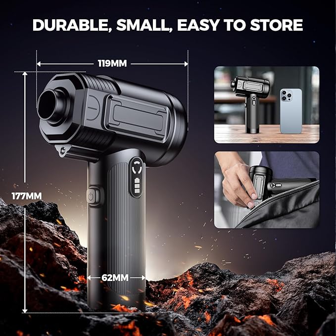 Compressed Air Duster: 100000RPM Electric Air Duster with LED Light Mini Air Blower Rechargeable Cordless Keyboard Cleaning Jet Dry Blower - Car, PC and Home Cleaning Kit Replaces Compressed Air Can