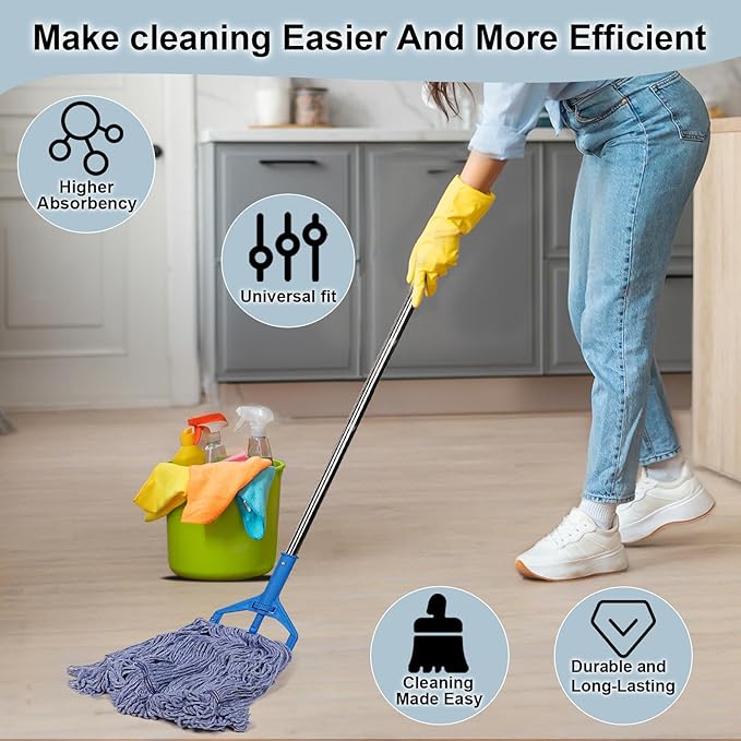 JERIA 8 Pack Heavy Duty Mop Head Replacements,String Mop Head for Commercial,Used for Home,Office and Kitchen,Washable,Reusable Mop