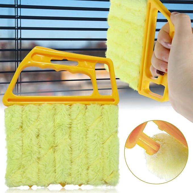 AOCEAN 4 Pcs Blind Cleaner Duster Tool 7-Finger Dusting Cleaner Tool for Window & Air Conditioner Handheld Mini Duster Brush for Wood Blinds Dust Dirt