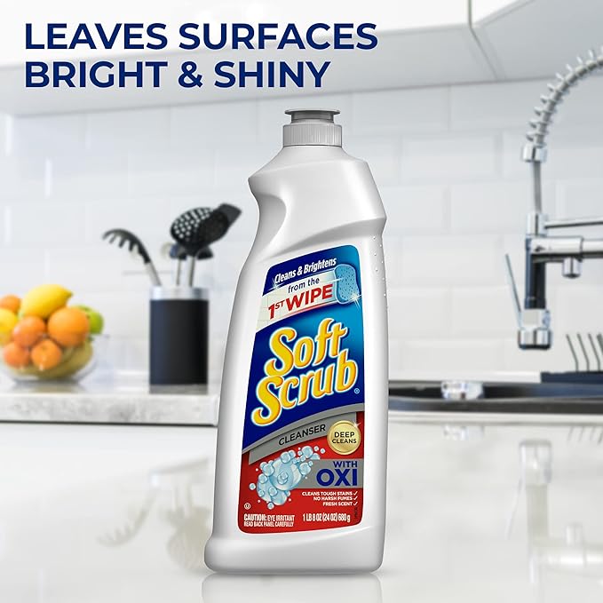 Soft Scrub Multi-Purpose Kitchen and Bathroom Cleanser with Oxi, 36 Ounce (Pack of 6)