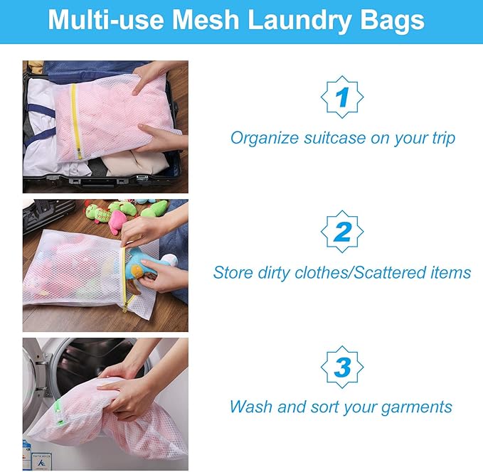GOGOODA 5 Pack Mesh Laundry Bags, Delicates Washing Bags for Sweater Blouse Hosiery Bras Premium Wash Bags for Travel Storage Organization (5 Set)