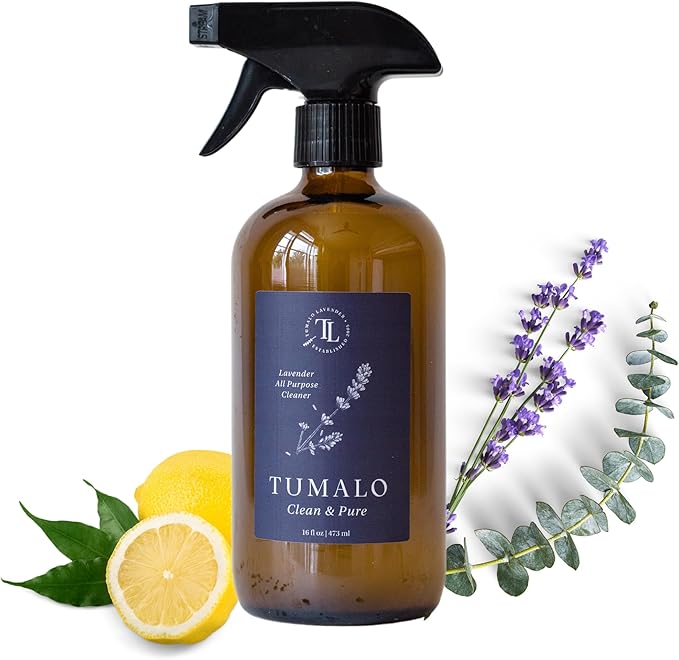 Natural All Surface Multi-Purpose Cleaning Spray - Made in the USA with Lavender Hydrosol, Lemon & Eucalyptus Essential Oils, Ideal for Kitchen, Bathroom, Windows, Stainless Steel Surfaces, 18.5oz