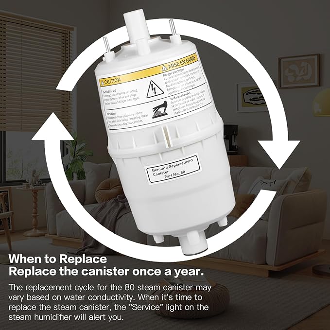 Upgrade 80 Steam Canister for Aprilaire Humidifier – Replacement for Models 800, 801, 865, 866, 80 | OEM Compatible Steam Humidifier Canister | 1-Pack