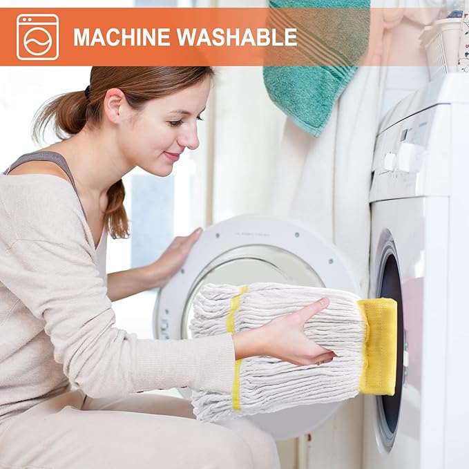 KeFanta Commercial Mop Heavy Duty Industrial Mop with Long Handle,60" Looped-End String Wet Cotton Mops for Floor Cleaning,Home,Kitchen,Office,Garage and Concrete/Tile Floor