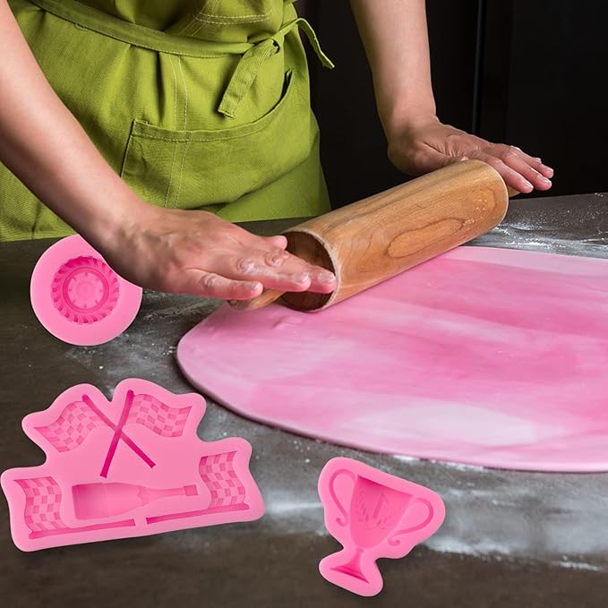 Race Car Silicone Molds, 3D Round Tire Fondant Mold, Truck Wheel Shape Silicone Mold, Racing Car Chocolate Candy Mold Baking Mold Cupcake Topper Decoration for DIY Boy Birthday Clay Resin Crafting