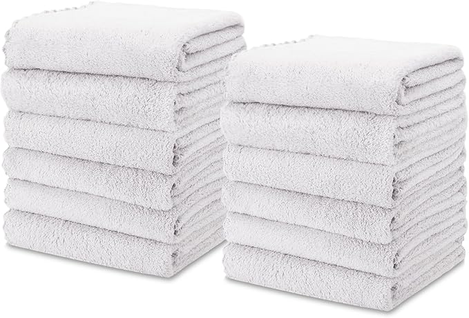 kimteny Kitchen Cloth Dish Towels, 13x28 Inches Premium Dishcloths, Super Absorbent Coral Velvet Microfiber Cleaning Cloths, Fast Drying Rags for Washing Dishes (13x28-12 Pack, White)
