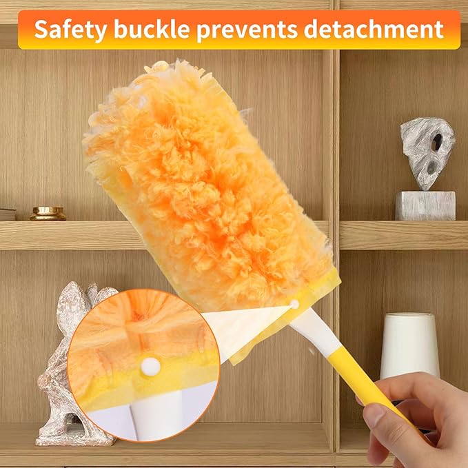 18 Pack Heavy Duty Duster Refills for Swiffer Duster, with 1 Handle, Multisurface 360° Dusters with 4X Microfibers, Unscented Disposable Duster Refills for Cleaning Home, Helps Remove Allergens