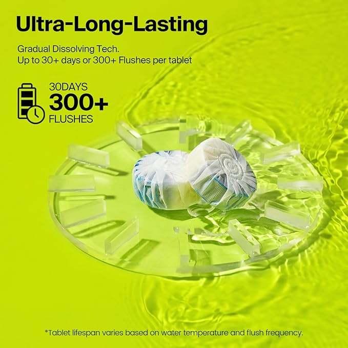 Auto Toilet Bowl Cleaner Tablets, 21 Tabs, Automatic Long-Lasting Blue Toilet Tank Cleaner, Septic-Safe, Helps Reduce Hard Water Stains, Easy to Use