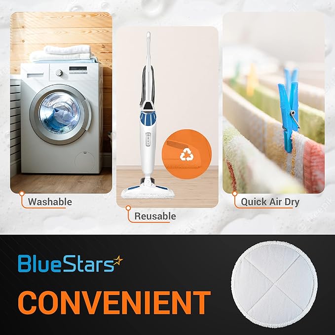 BlueStars 12 Pack Spinwave Mop Pads Replacement Compatible with Bissell Spinwave 2124 2039A 2039 2307 23157 20391 20399 Hard Floor Cleaners - 6 Heavy Scrub, 2 Scrubby, 2 Soft - Washable and Reusable