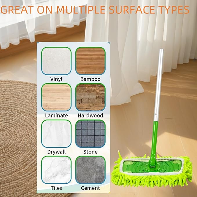 Thickened Heavy-Duty Chenille Mop Pads Compatible with Swiffer and All Other 10-12 Inch Mops,Reusable Wet & Dry Mop Refills,Machine Washable for Hardwood,Tile,Laminate Floors