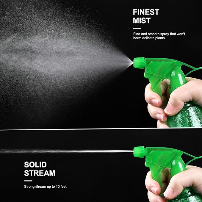 Spray Bottles 3-Pack, 16 Oz, Mist & Stream, Plastic Water Spray Bottle for Hair, Essential Oils, Plants, Cleaning Solutions, Cat Dog Correction Behavior - Empty Spray Bottles (Orange, Navy, Gray)