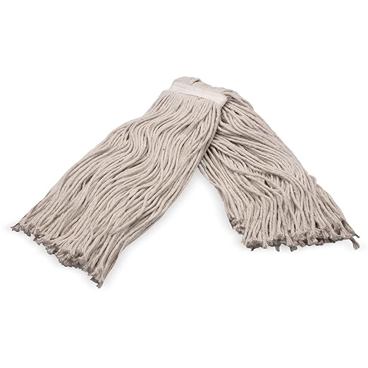 SPARTA Flo-Pac Cotton Mop Head, Cut-End, Narrow Band with White Band for Organized Cleaning, 36 Inches, Tan (Pack of 4)