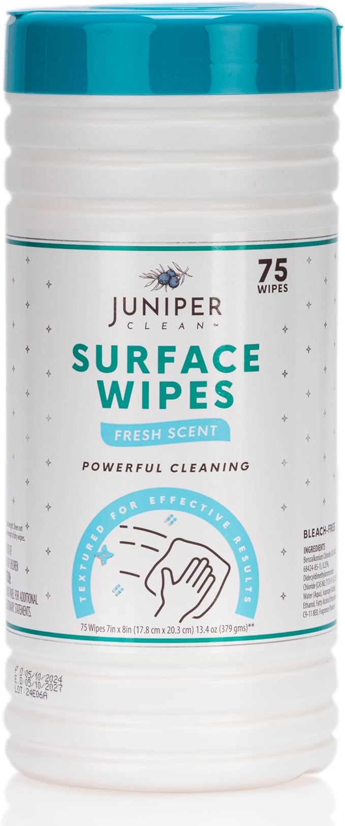 6 Pack Surface Cleaning Wipes Bleach Free, All-Purpose Cleaner for Bathroom, Kitchen, Office, 450 Count Canister, 7.5" x 7" Sheet, Fresh Scent, Lint Free & Durable