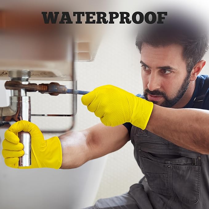 TitanFlex Heavy Duty Nitrile Gloves, 6 Mil Yellow Raised Diamond Texture, Mechanic Disposable Gloves, Latex Free