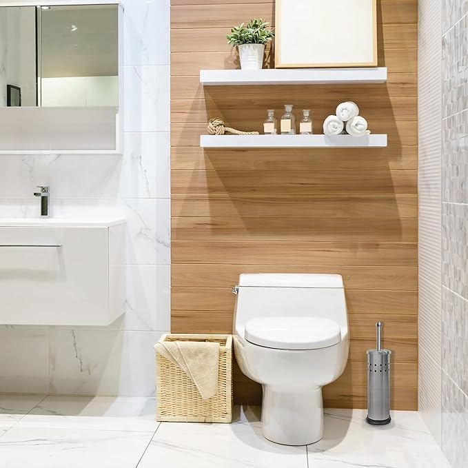 Blue Donuts Toilet Brush with Stainless Steel Holder, Toilet Bowl Cleaner Brush and Holder, Cleaning Brush Holder, Chrome