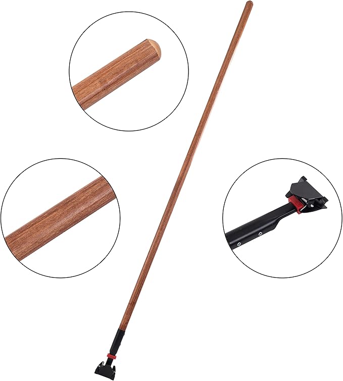 Matthew Cleaning Commercial Quick-Change Dust Mop Handle with Clip-on Metal Gripper for Heavy Duty Mop Head Replacement Holder, Lacquered Wood 60 inch 12packs-Natural