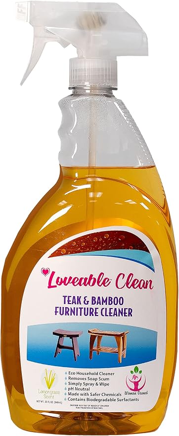 EcoDecors Loveable 24oz Bottle Teak Oil Teak Cleaner Protective, Wood Restorer Eco Household Wood Furniture Cleaner Spray bottle For Hardwood Furniture – Certified EPA Safer Choice - 32 oz