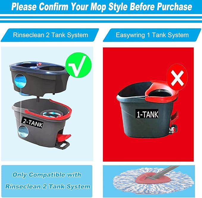 16 Pack Spin Mop Replacement Heads, Only Fit for RinseClean 2-Tank System, 100% Microfiber Spin Mop Refill Head,Spinning Mop Head Replacement for Floor Cleaning