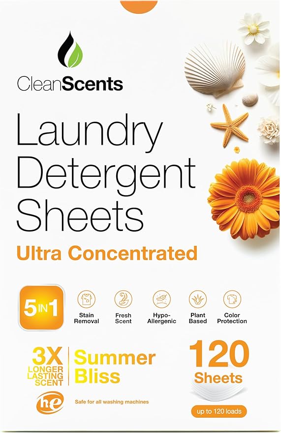 CleanScents Laundry Detergent Sheets (120 Sheets) (Summer Bliss)