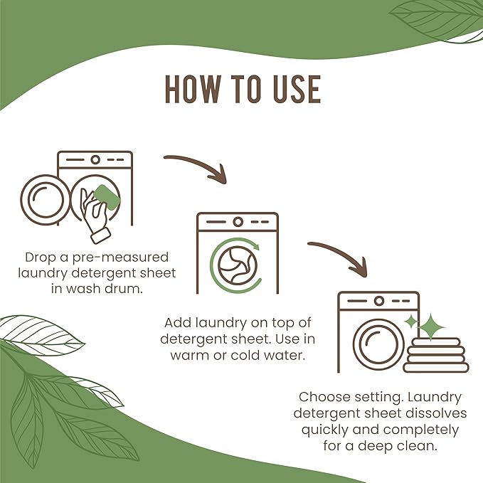 COCO+ Laundry Detergent Sheets - Nano-Concentrated with Enzymes, Hypoallergenic & Plant-Based - Deep Clean, Safe for Sensitive Skin - (120 Loads 60 Sheets) - Fragrance Free