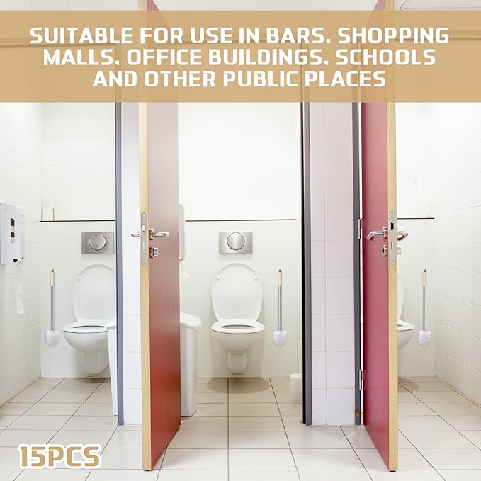 15 Pack Toilet Brush 18.5 Inch Toilet Bowl Brush Bathroom Cleaning Supplies White Stainless Handle Toilet Scrubber Brush for Deep Cleaning