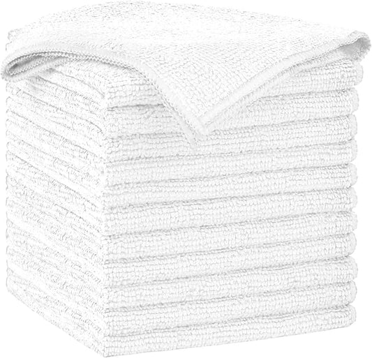 AIDEA Microfiber Cleaning Cloth-12PK, Soft Microfiber Towels for Cars, Absorbent Cleaning Rags, Lint-Free Streak-Free Wash Cloths for House, Kitchen, Window(12in.x12in), White