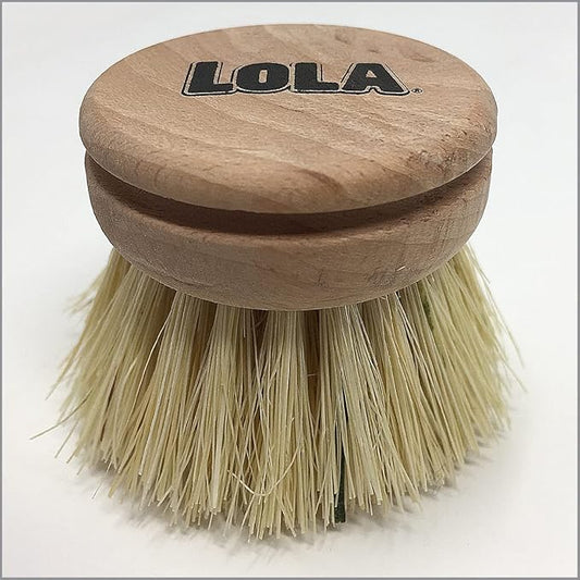 LOLA Replacement Head for The Original Tampico Vegetable & Dish Brush, 1.75" Head, Birchwood & Poly Bristles, Reusable & Washable, 1 Pack