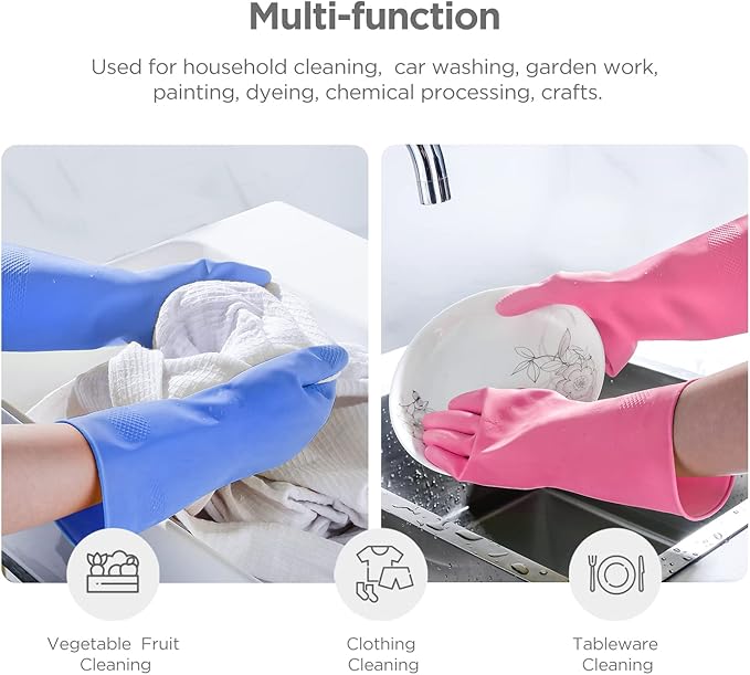 Rubber gloves dishwashing 2 or 4 Pairs for Kitchen,Cleaning gloves for household Reuseable.