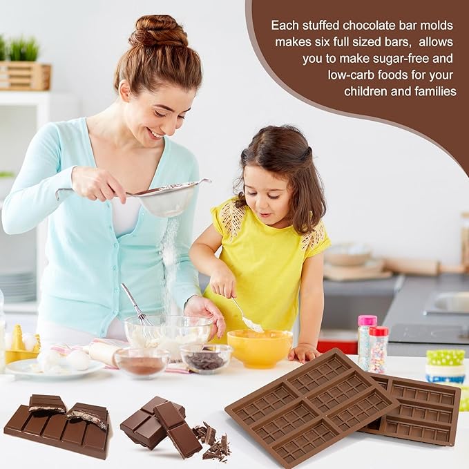 2pack Chocolate Bar Mold, Non-Stick Dubai Chocolate Molds, Deep Silicone Chocolate Mold for Dubai Chocolate Bar Pistachio, Candy, Snacks, Holiday Gifts