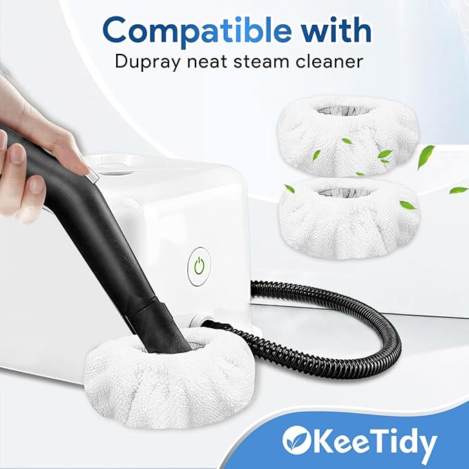 Reusable Microfiber Pads Compatible with Dupray Neat Steam Cleaner Replacement Mop Cleaning Pads, Reusable Cloths and Small Bonnets, White 8 Pack