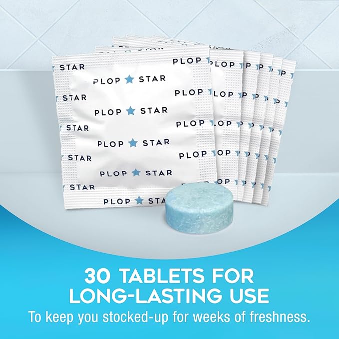 Odor Eliminating Toilet Tablets, Bathroom Deodorizer with Citrus Essential Oils, Individually-Wrapped Toilet Deodorizer, Single-Use Bathroom Odor Eliminator, 30 Tablets