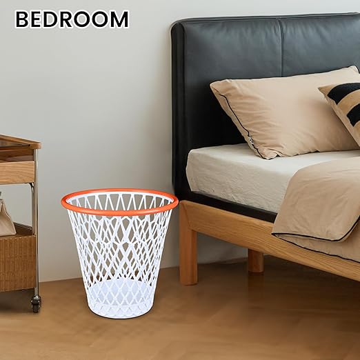 Basketball Trash Can,4.5 Gallon Wastebasket, Easter basket,Garbage Can, Basketball Hoop Style,Basketball Net Waste Basket,Basketball gift,Basketball-Themed Gift,Size Dia11"x12"for Basketball Party.