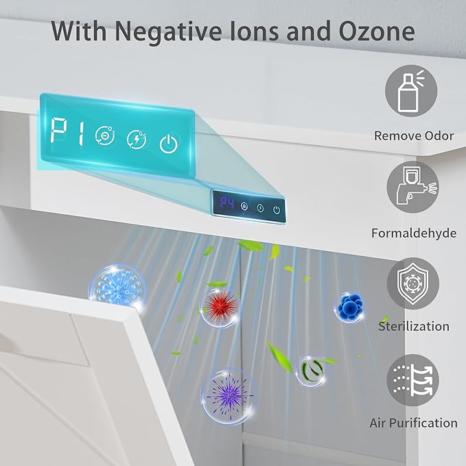 VECELO Tilt Out Kitchen Trash Bin Cabinet, Dog Proof Garbage Can with Wood Holder Free Standing Recycling, Pure White