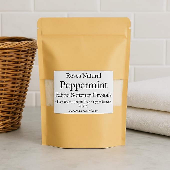 Fabric Softener Crystals, 20 oz, Plant-Based, Hypoallergenic Scent Beads, Softens & Freshens Laundry, Available in Peppermint, Lavender, Patchouli, Leather, Made in the USA (Peppermint)