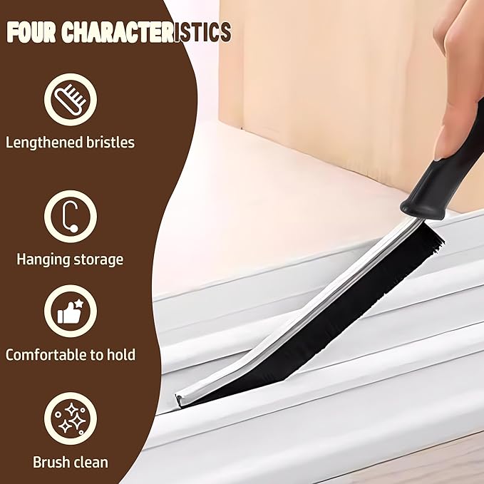 3Pcs Crevice Cleaning Brush Tool Grout Brush Cleaning Supplies, Home Essentials Bathroom Multifunctional Gap Scrub Hard Bristle Brushes for Household Use (Black Cleaning Brush-B)