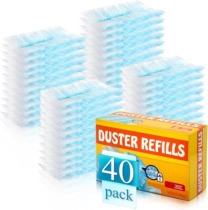 40 Count Electrostatic Duster Refills Replacement Head for Swiffer Dusters,Unscented Disposable Dusters for Cleaning Home, Blinds, Fans, Corners (Only Duster)