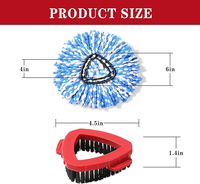 8 Pack Spin Mop Replacement Head for O-Ceda RinseClean 2 Tank System,Spin mop Scrub Brush,Microfiber Mop Refills, Machine Washable, Machine Washable for Bathroom,Kitchen,Tub and Tile (C)