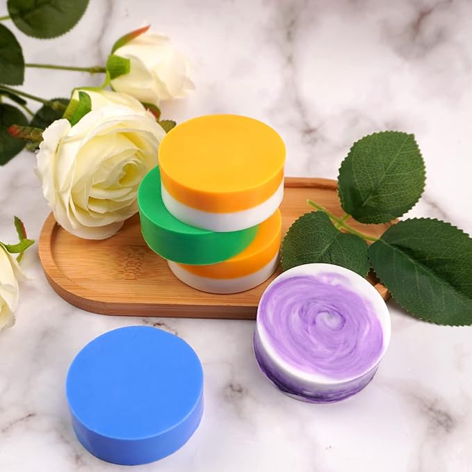 Sakolla 2 Pack Round Silicone Soap Molds, 12 Cavity 2.1" Cylinder Silicone Molds for Soap Making, DIY Bath Bombs, Shower Steamer, Lotion Bars, Loofah Soap (Brick-Red)