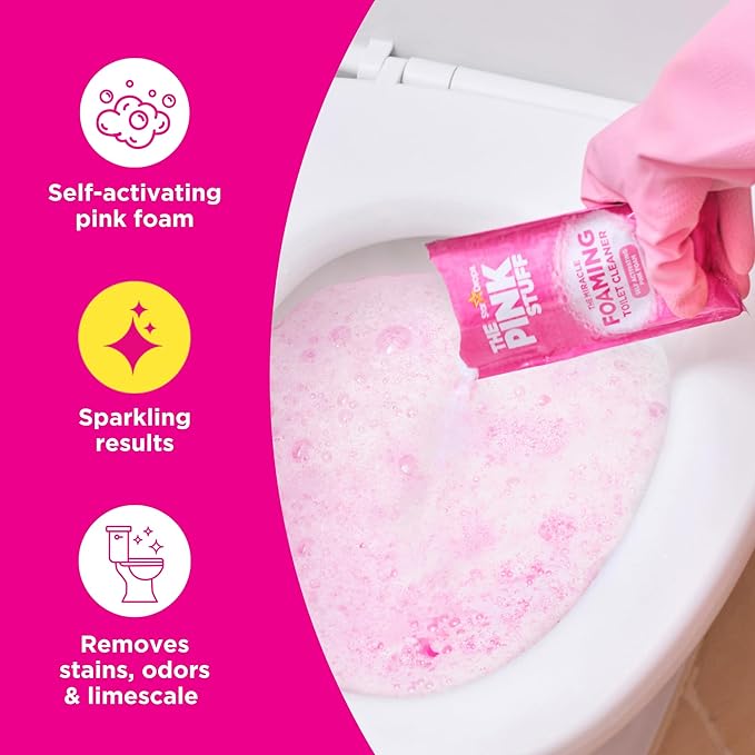 Stardrops The Pink Stuff Miracle Power Foaming Toilet Cleaner – Self-Activating Formula for Deep Cleaning, Stain Removal, and a Fresh Shine – Bathroom Essential