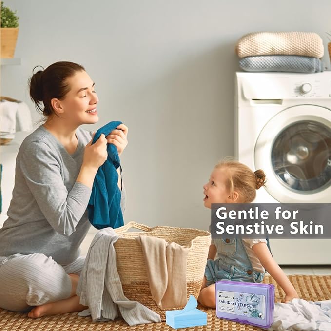 Laundry Detergent Sheets | Ultra-Portable | Travel Size | 32 Loads, 5-Second Dissolve | TSA-Approved & Eco-Friendly | 2X Stain Removal Tech | HE-Safe Detergent Sheets, Fresh Botanical Scent