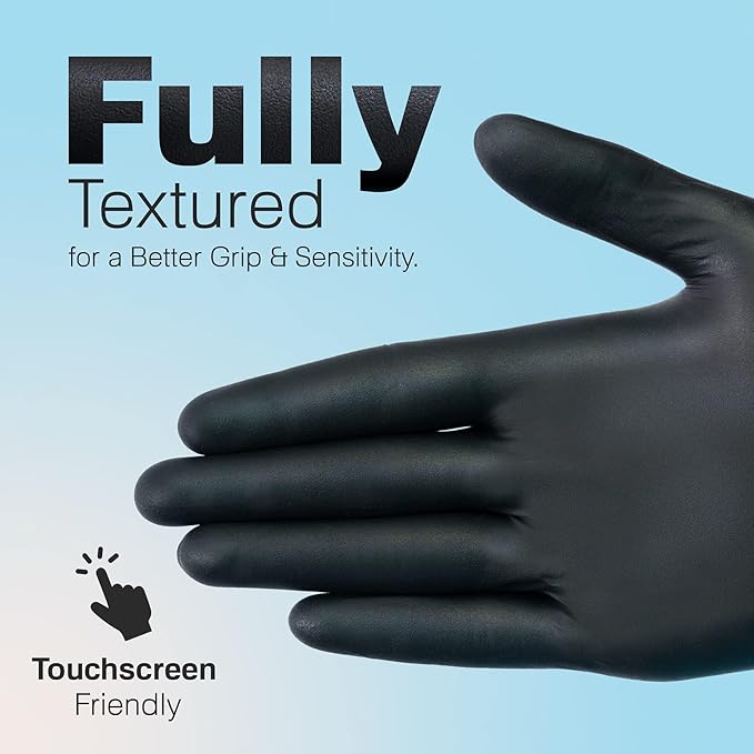 Raxwell Black Nitrile Gloves | Black Gloves Disposable Latex Free 4.5mil Powder Free, Food Safe Gloves, Cooking Gloves