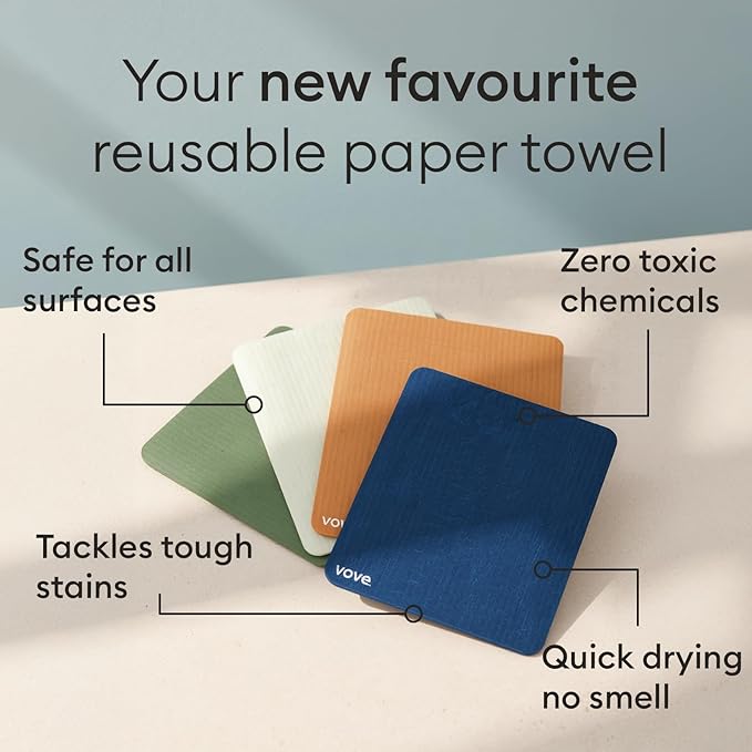 Vove Swedish Dishcloths 5-Pack, Nordic Nature - FSC Certified Cellulose & Cotton, Oeko-TEX Standard 100, Reusable Washable Kitchen Cleaning Cloths, Eco Friendly Floral Design