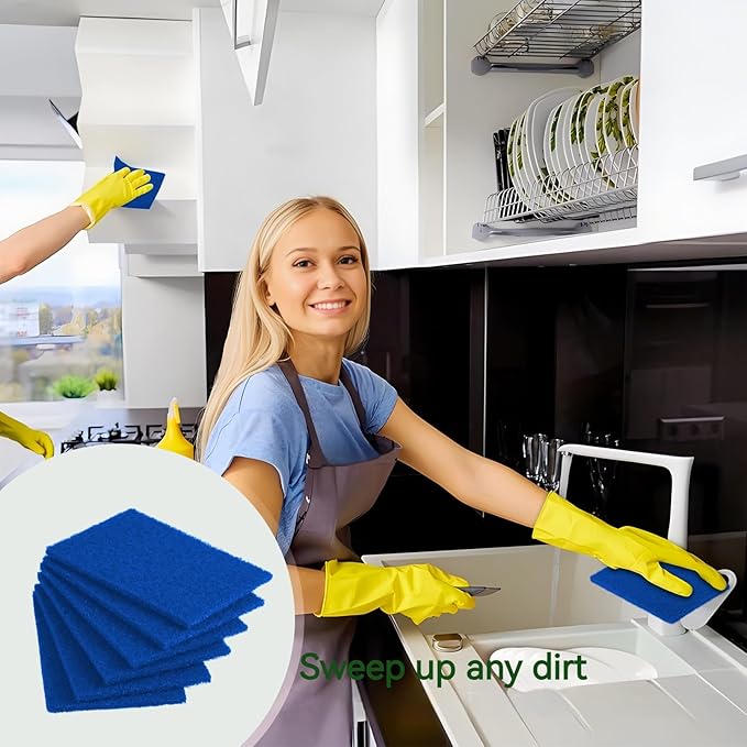 40 Pcs Scouring Pads,Heavy Duty Scour Pads,Blue Dish Scrubber Pads,Non Scratch Scrubbing Pads,Reusable Household Scrub Pads for Dishes Kitchen Scrubbers & Metal Grills,4x6in