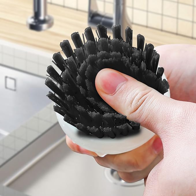 Dish Scrub Brush,Ergonomic Grip Palm Brush,Kitchen Scrub Brushes for Cleaning, Dish Scrubber with Stiff Bristles for Sink, Pots, Pans (Grey+Black)