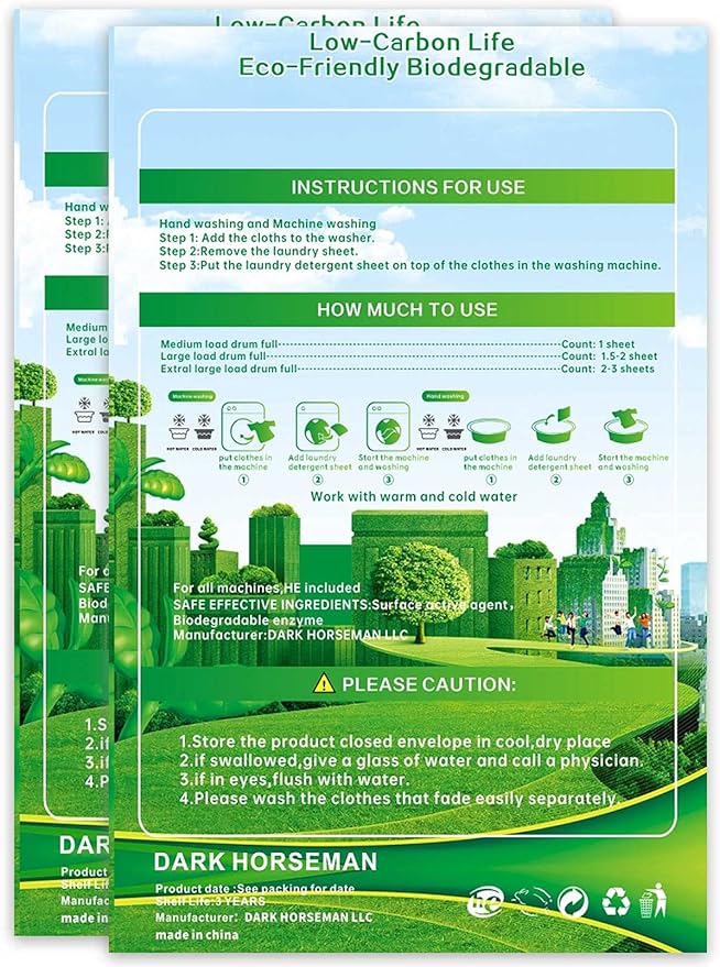 Laundry Detergent Sheets (Strips) 124 Loads 2 Pack Fresh Breeze Liquid-Less Technology