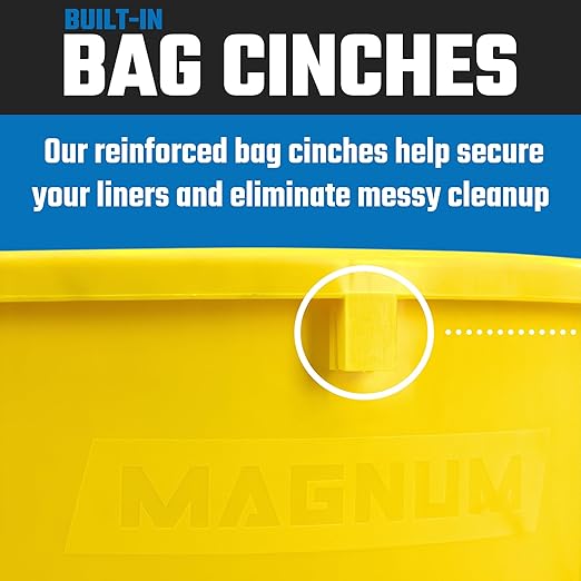 Magnum 55 Gallon Trash Can, High-Vis Yellow, Construction Grade, Heavy Duty Plastic, Jobsite Ready for Handling and Holding Garbage CMTC-C000-55Y04 (4 Pack)